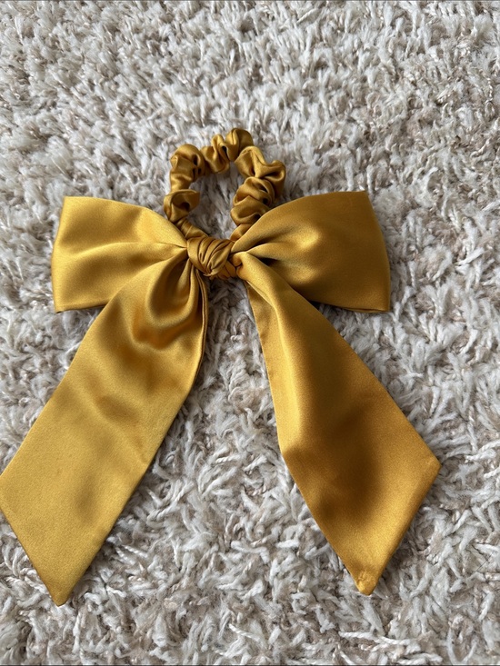 Accessories - Bow Scrunchie Hair Tie in Mustard Gold